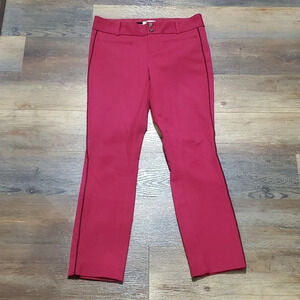 Anthropologie the essential slim magenta piped cropped trouser pants